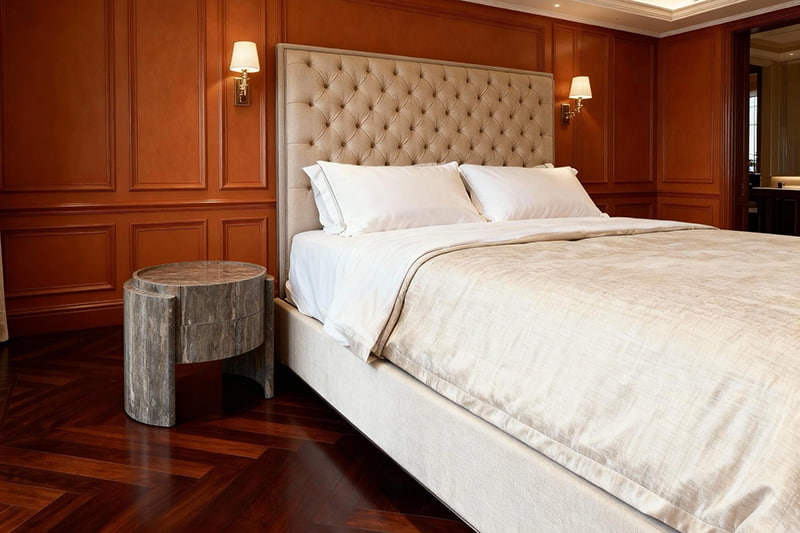 Round Wood - Textured Marble Side Table